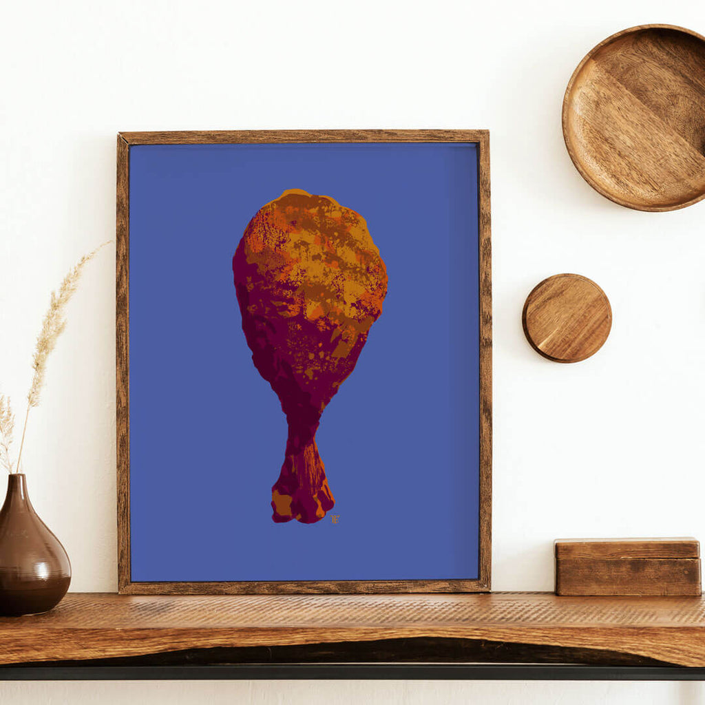 funky modern fried chicken art print