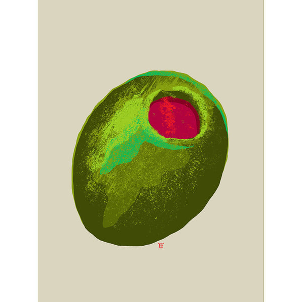 pop art olive art print in bold colors