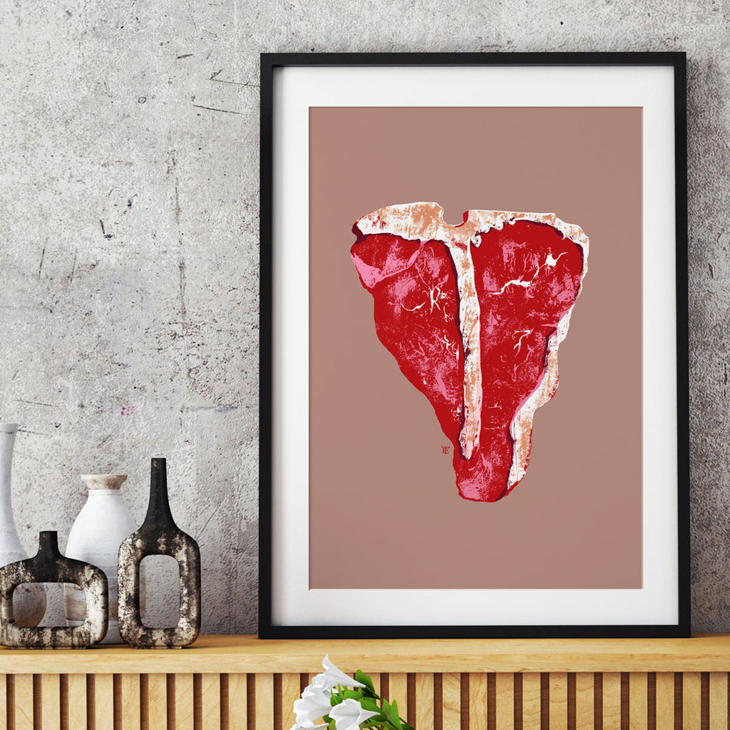 pop art porterhouse steak art print painting