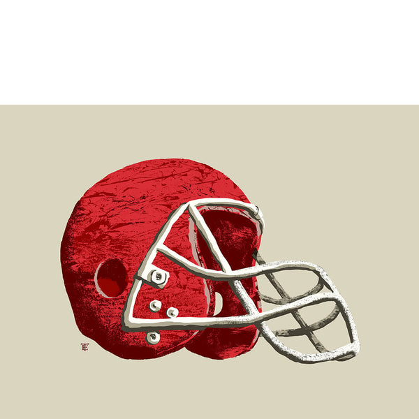 vintage red football helmet art print
