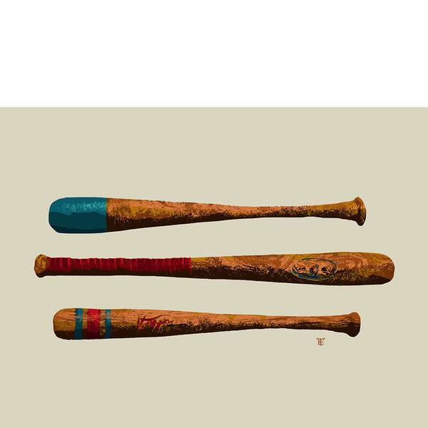 vintage baseball bats art print