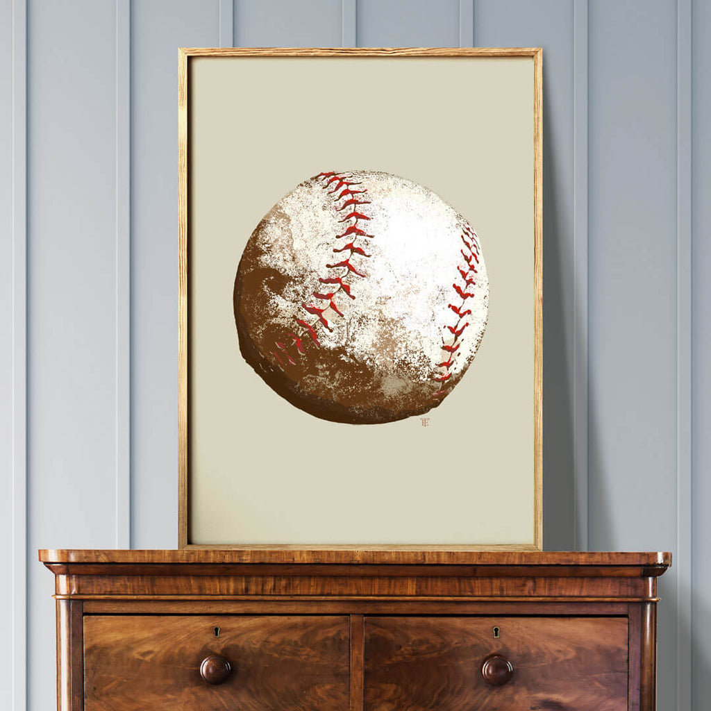 old baseball poster in boy's room