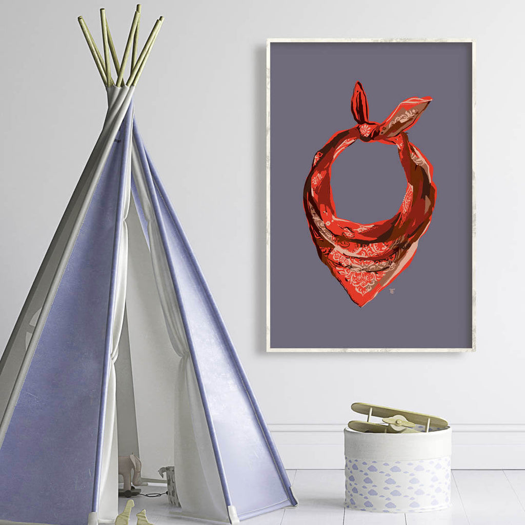vintage red bandana art print poster