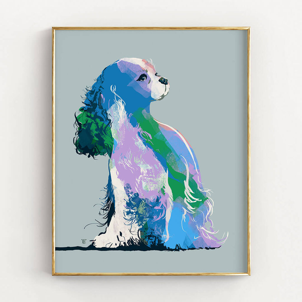 blue cavalier king charles poster