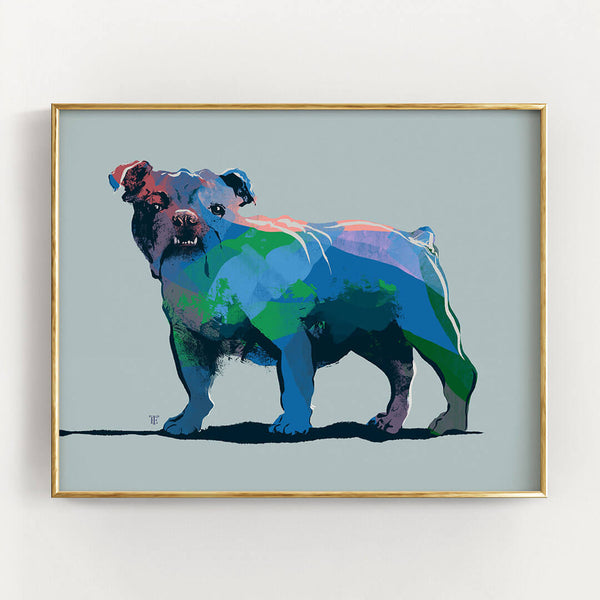 blue bulldog wall art