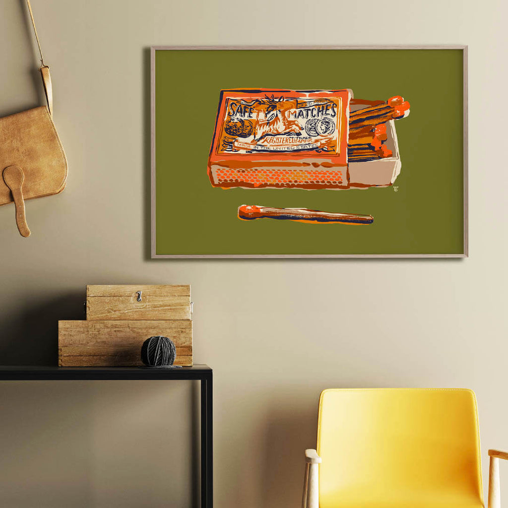 colorful art print of vintage matchbox