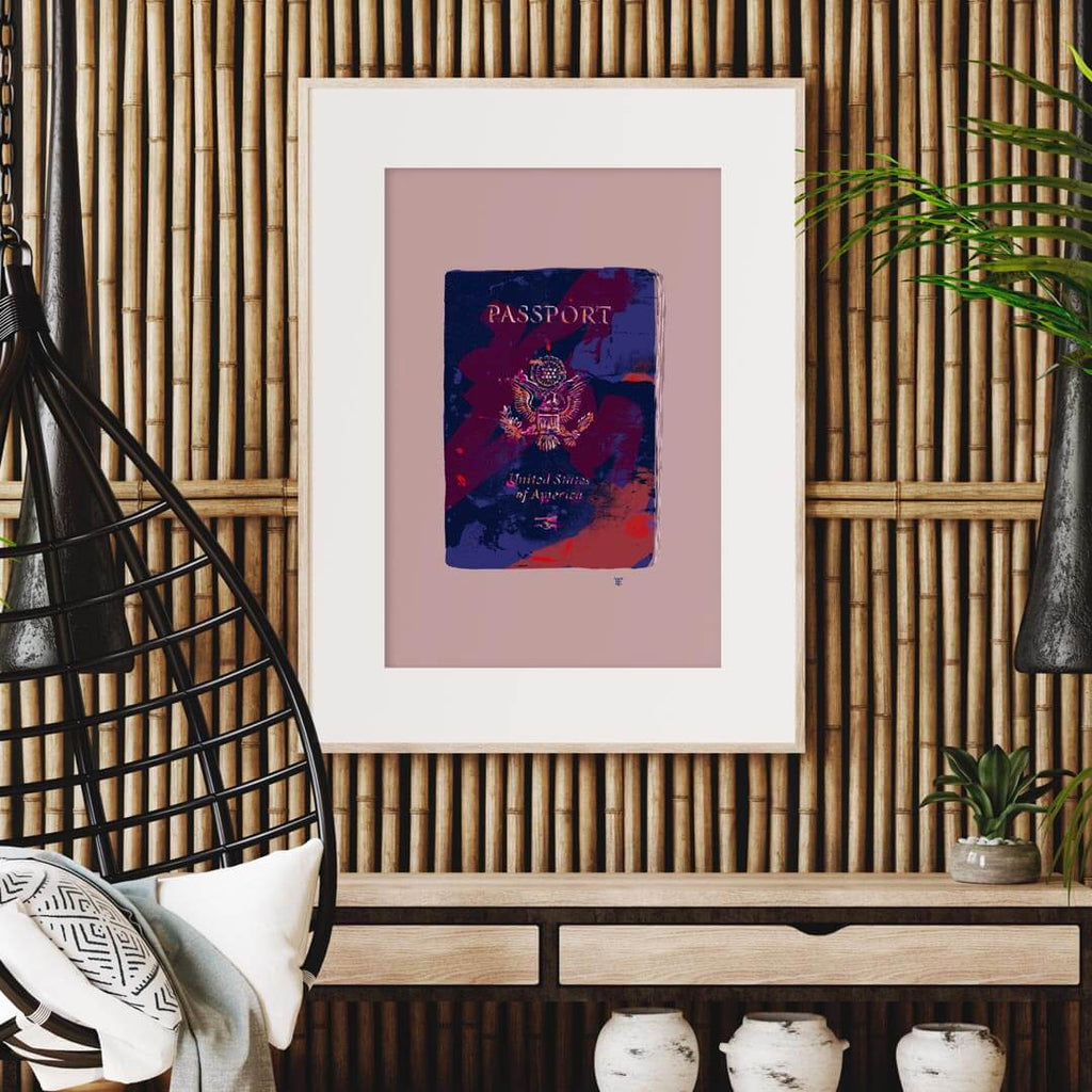 passport art print poster in bright color