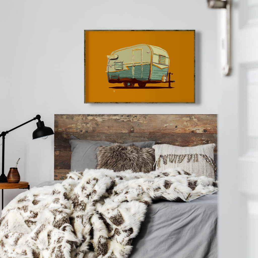 Colorful vintage camper RV art print