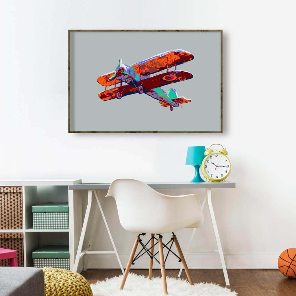 colorful biplane art print