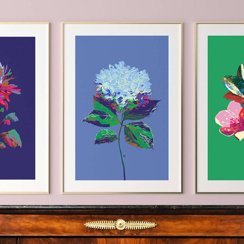abstract flower paintings in a chinoiserie chic style