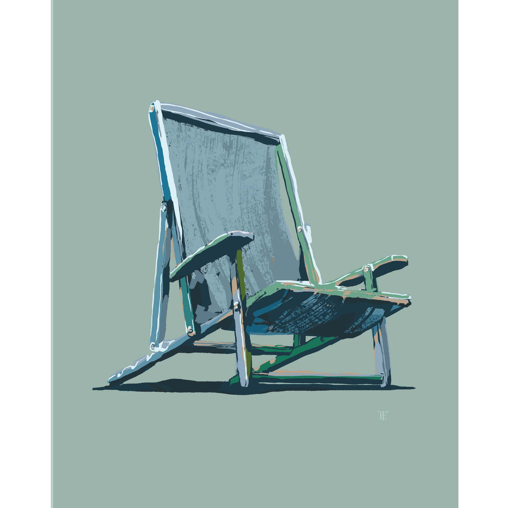 beach chair art in light green and blue