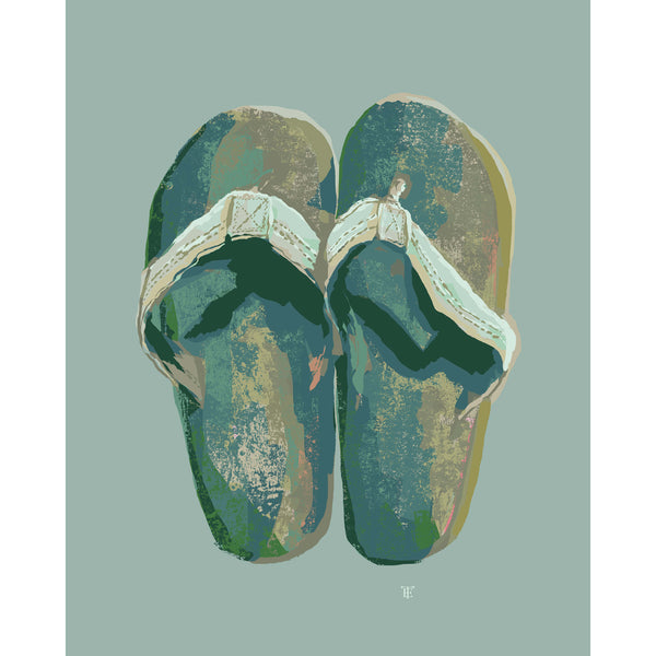 flip-flop art in green