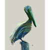 pelican art in green and blue