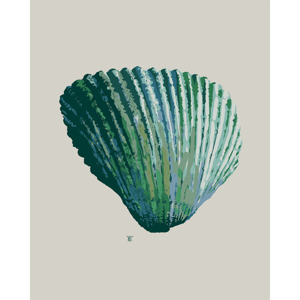 sea shell art in green, modern style