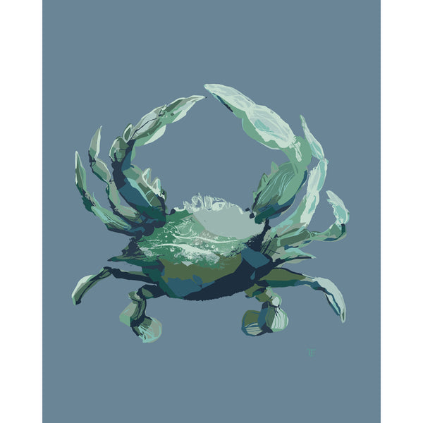 blue crab art in a modern style