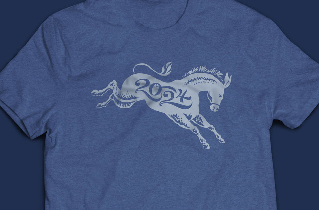 close-up of democratic donkey t-shirt design