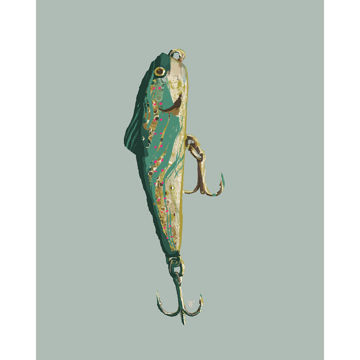 big fishing lure art Drawing living room centerpiece Creative Coop Herbalist 19.25" x