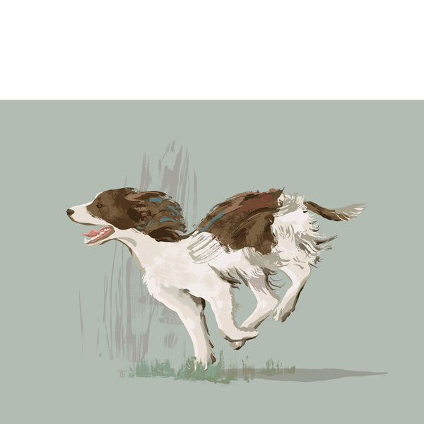 springer spaniel painting in a modern style with muted colors
