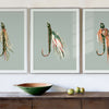 framed fishing fly art set above a rustic entryway table
