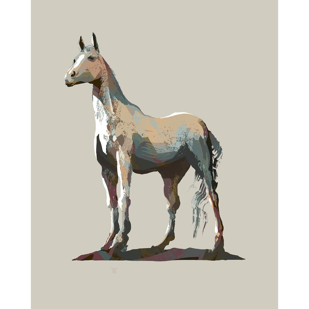 horse drawing in a modern style and muted palette