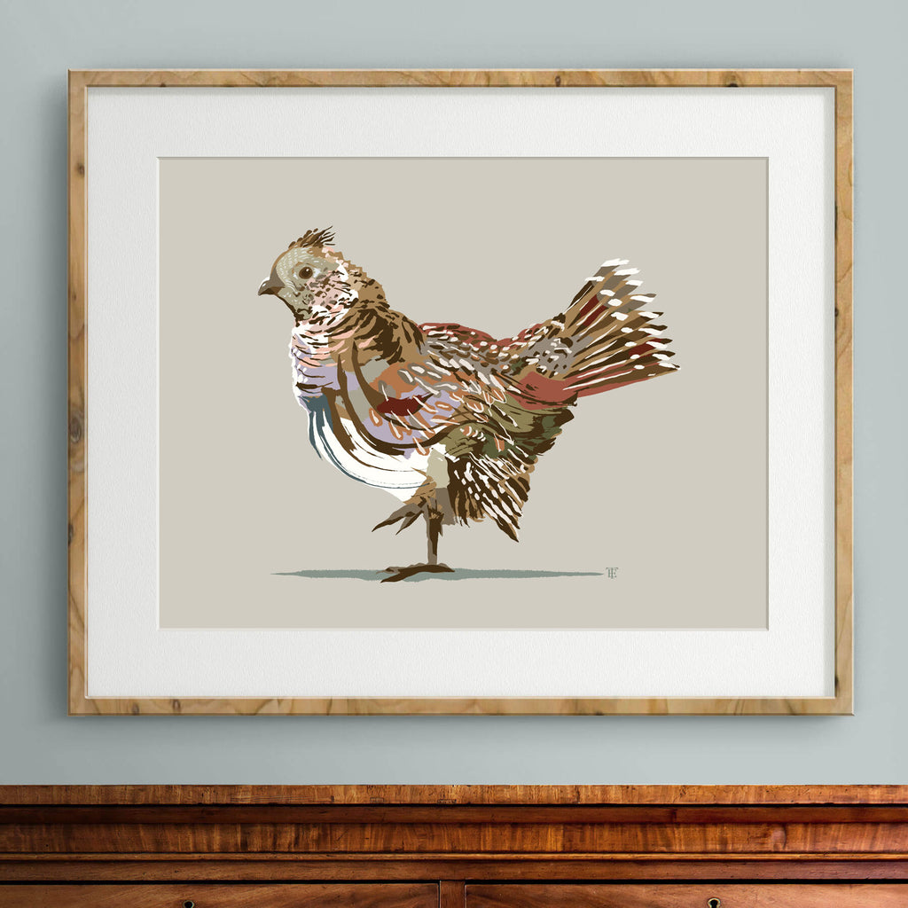 grouse drawing in a frame
