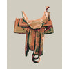 western saddle drawing in earth tones and a modern style