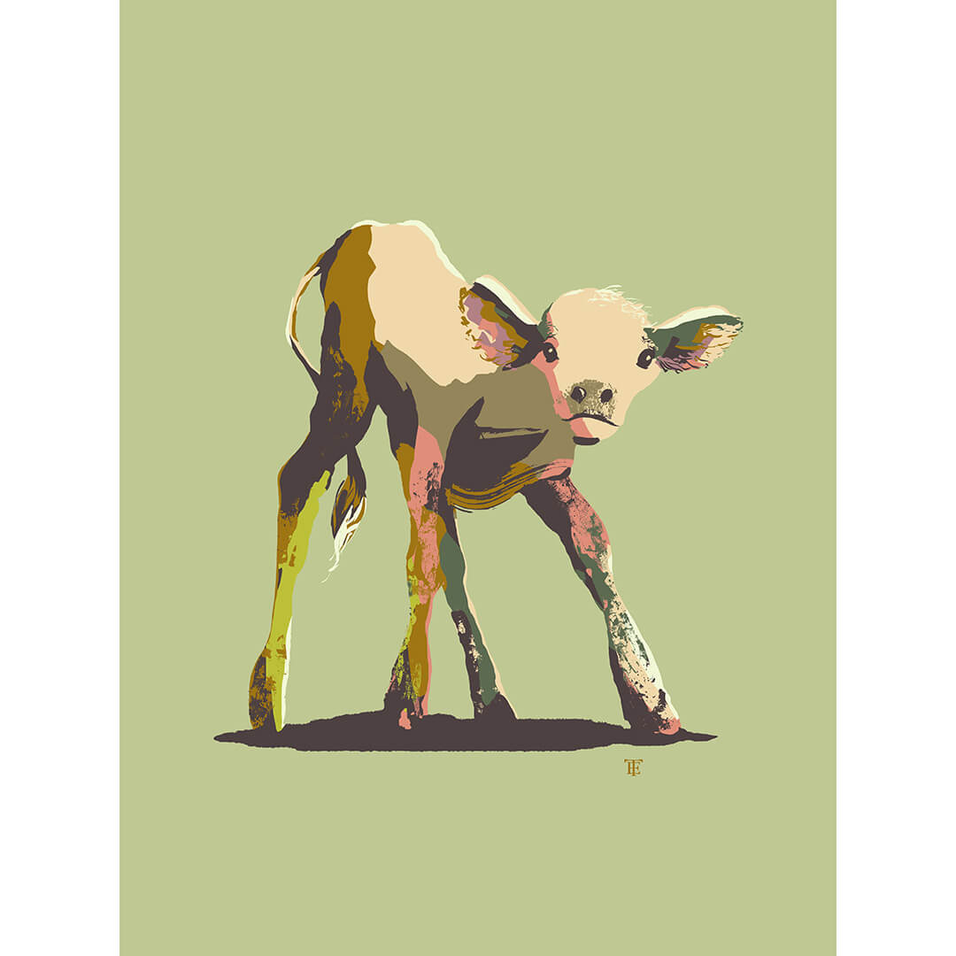 水彩壁絵 Watercolor *The Tender Calf Calf* 水彩壁絵 Watercolor *The Tender Calf Calf* il_1080xN