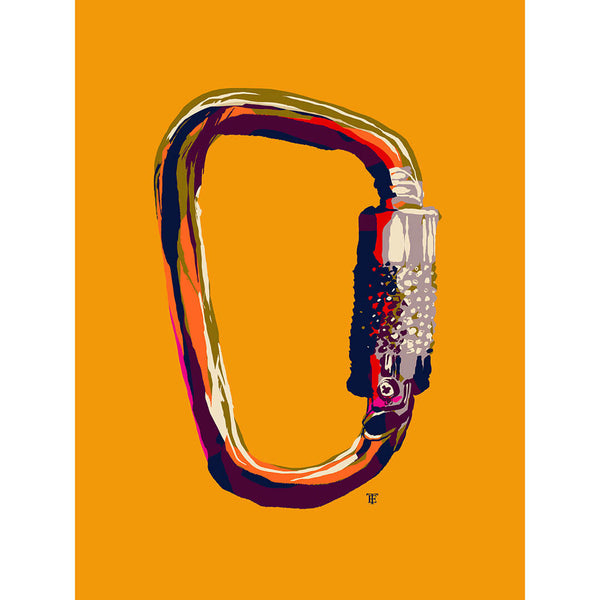 poster print of carabiner on yellow background
