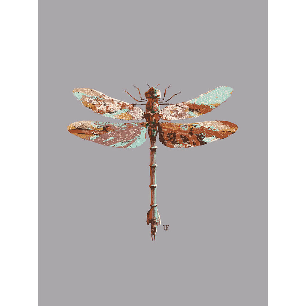 modern dragonfly art print in designer colors