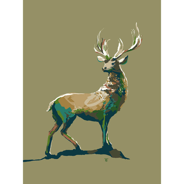 modern elk art print in neutrals