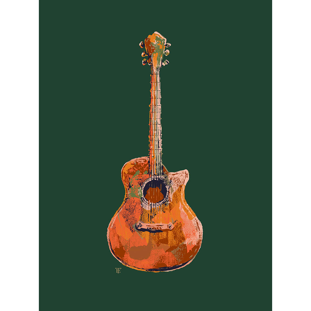 アート・デザイン・音楽 the days of acoustic guitars Acoustic Guitar Art Print | Full Color – Elise Thomason