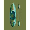 modern kayak art print in greens and blues