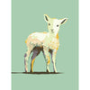 modern lamb art print painting in green, yellow, and beige