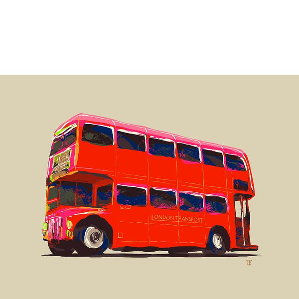 London Double-decker Routemaster Bus colorful art print in red