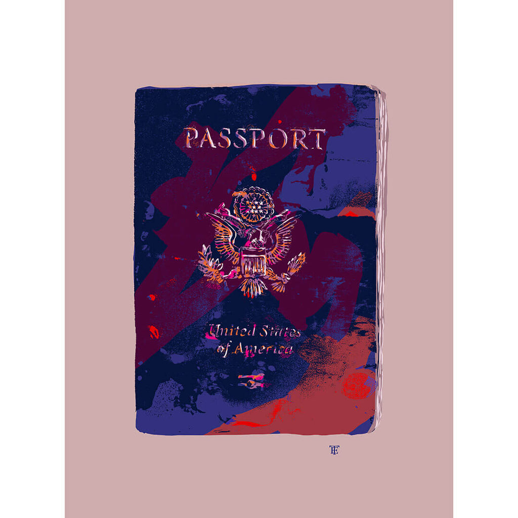 passport art print poster in bright color