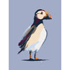 modern puffin art print in cool colors