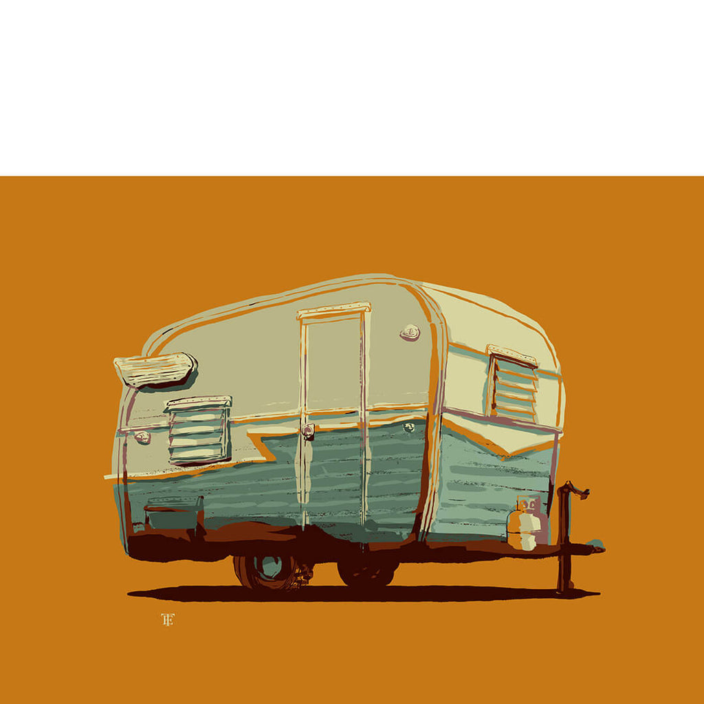 Colorful vintage camper RV art print