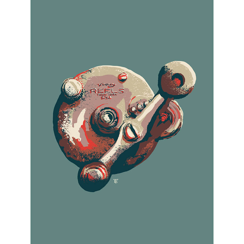 fish painted fly reel Antique Fly Fishing Reel Art Print
