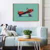 art print vintage airplane toy in frame