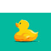 rubber duck painting in teal and yellow