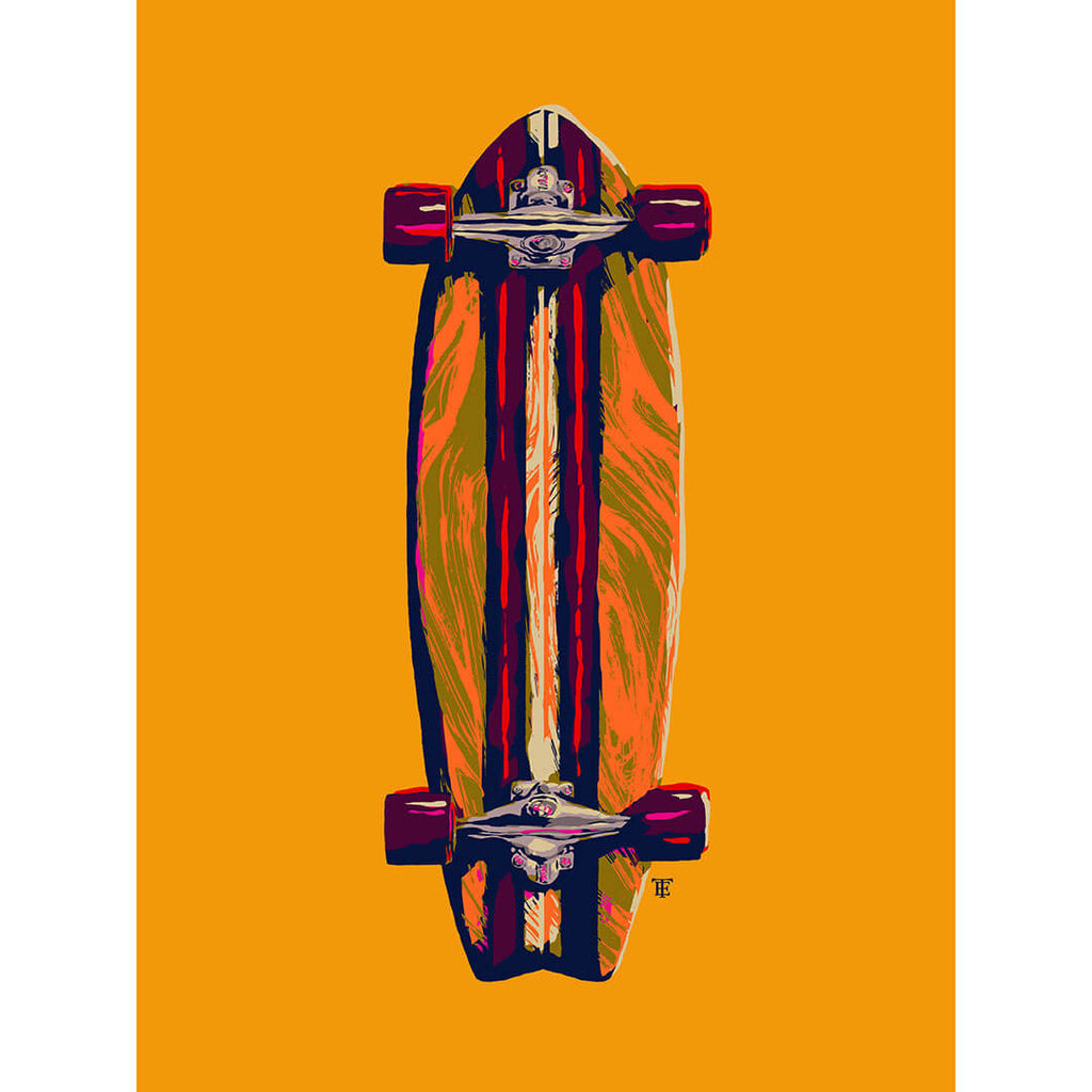 colorful modern art print of skateboard