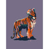 modern chinoiserie tiger art print in purple and orange