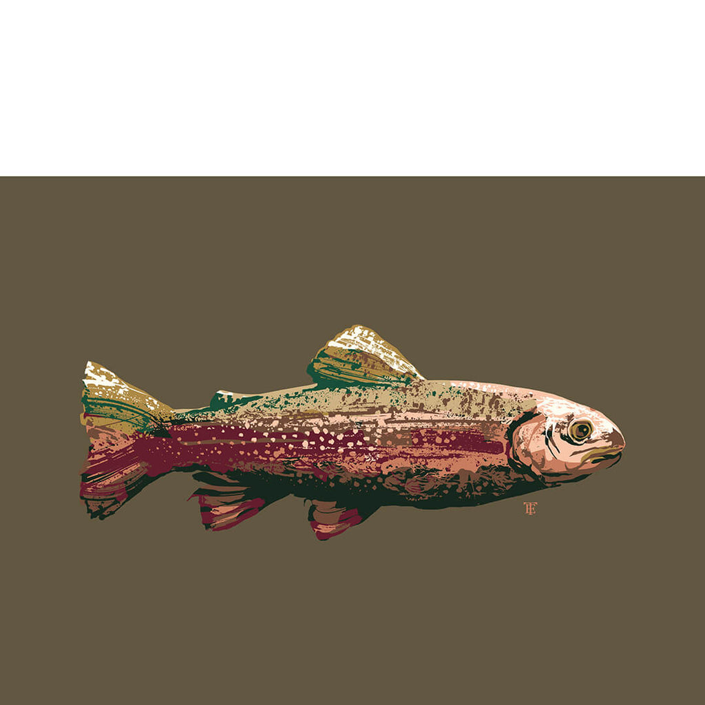modern rainbow trout art print in designer colors