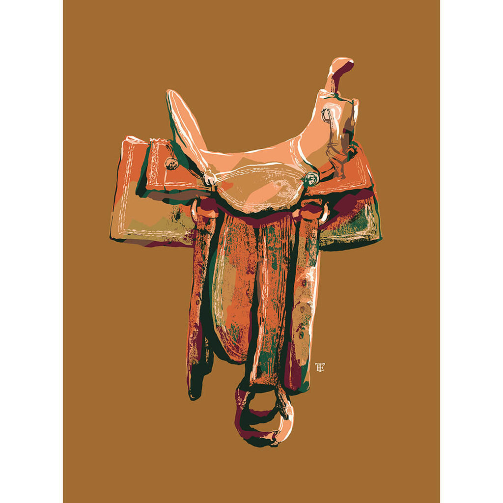 modern western saddle art print