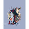 modern yak art print in cool color palette