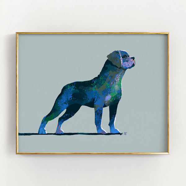 blue rottweiler art print