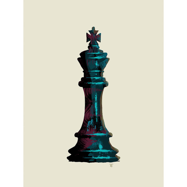 black chess king art print poster