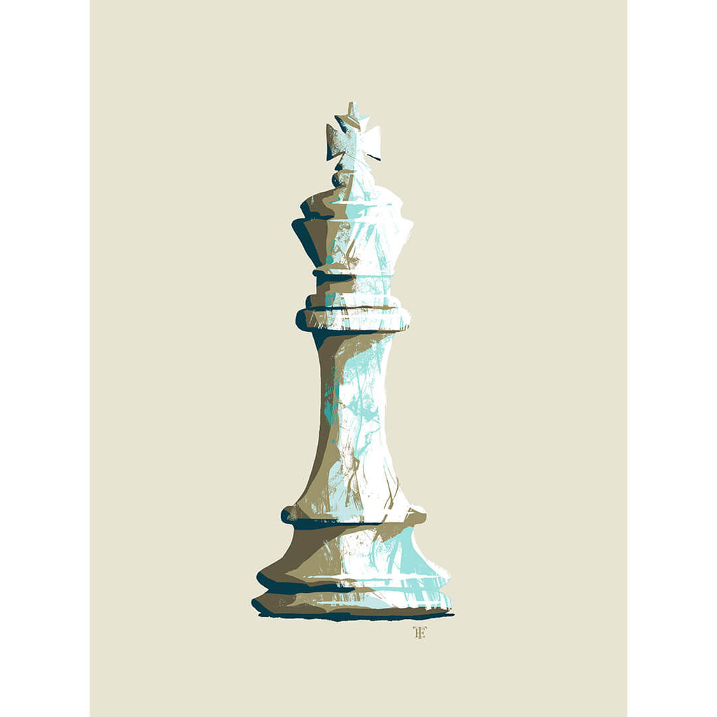 modern white chess king poster