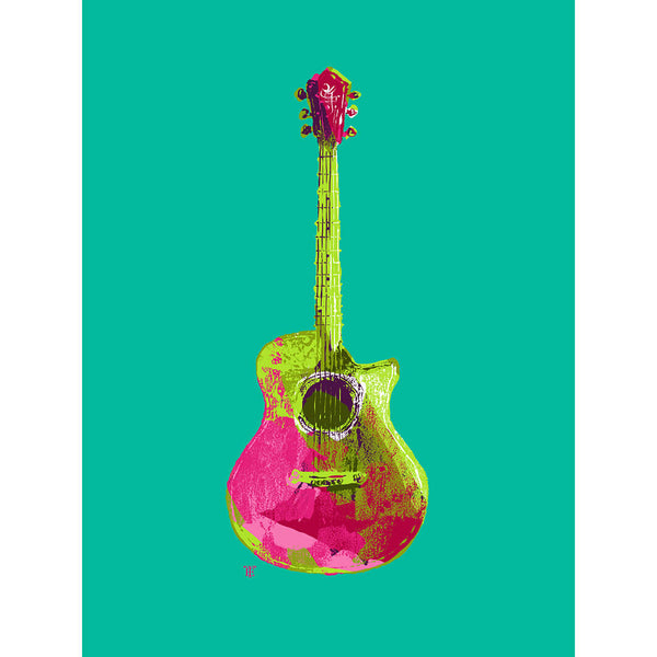 colorful acoustic guitar art print