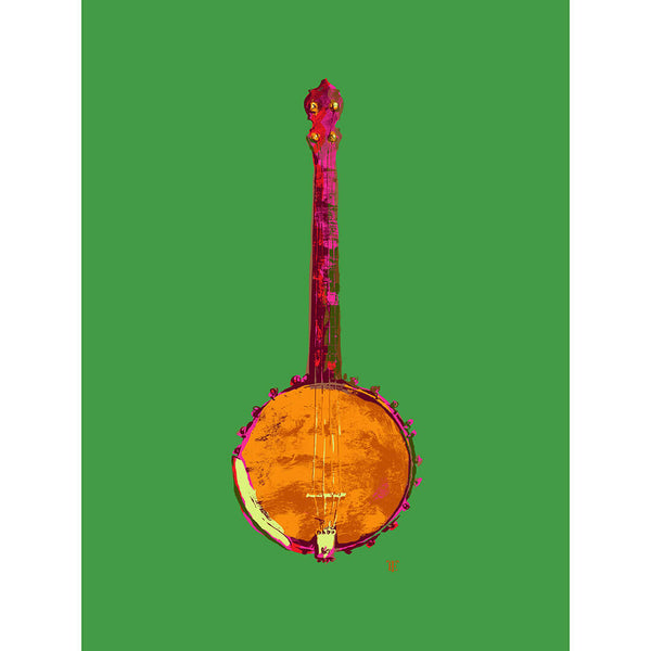 funky colorful banjo art print